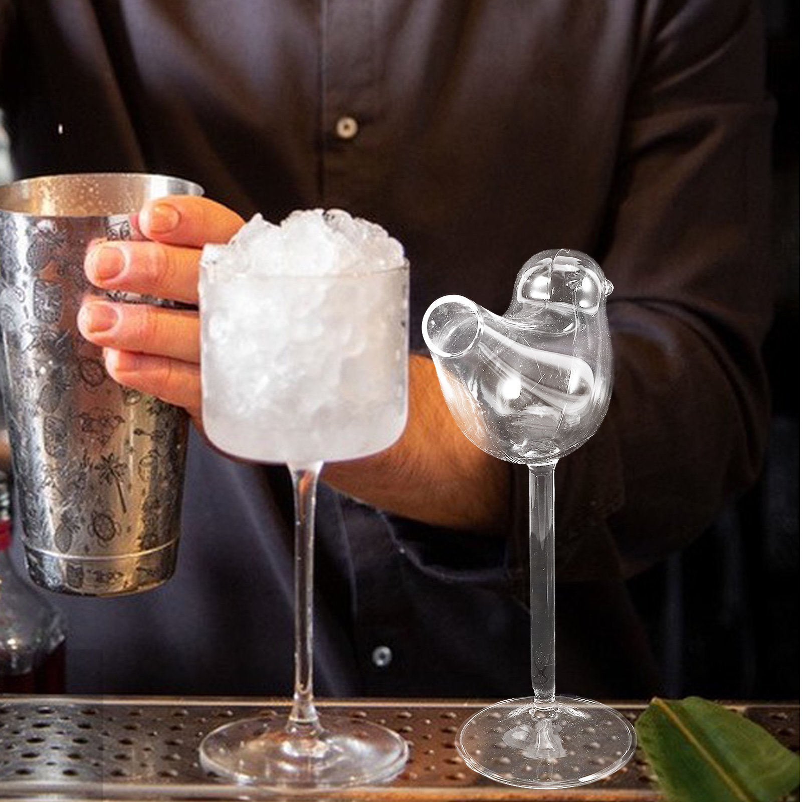 Wine Glass Set Crystal - 4Pcs Smoke Cocktail Glasses Set Elegant