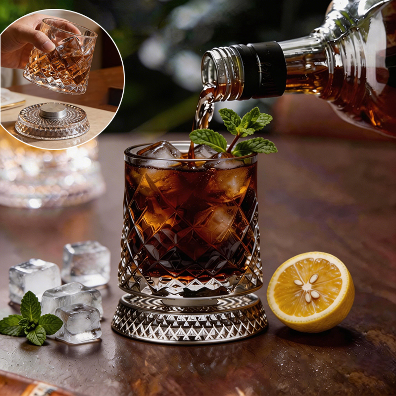 Wine Beer Liquor - 280ml Rotate Whiskey Glasses with Glass