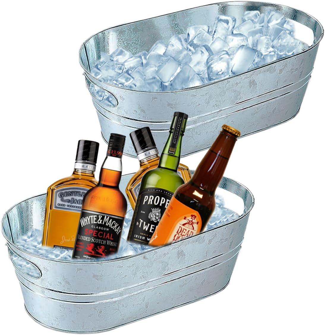 Wine Beer Images - 2 Pack Large Galvanized Ice Buckets