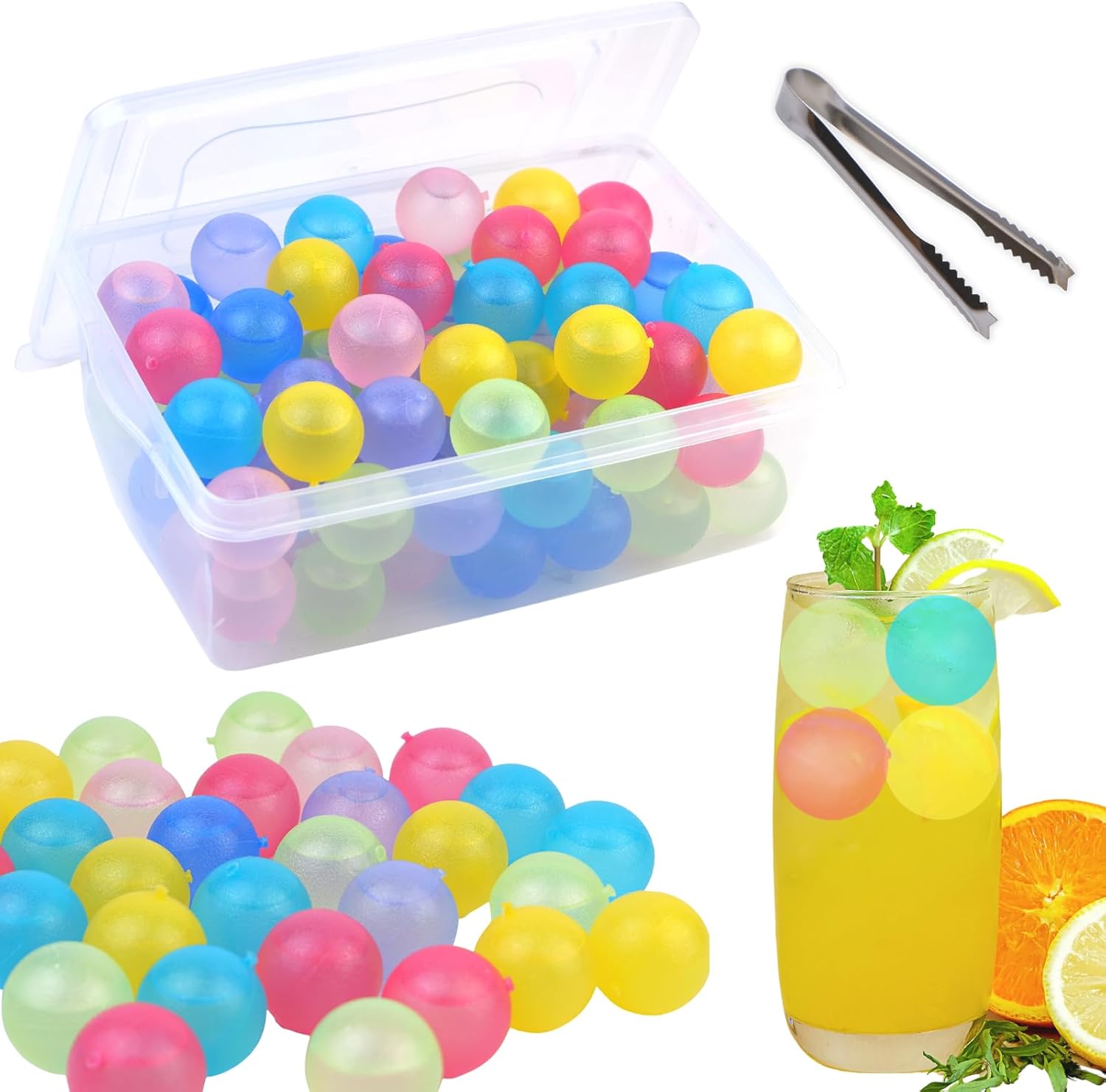 Wine Beer Images - 60 Pack Reusable Ice Cubes Round