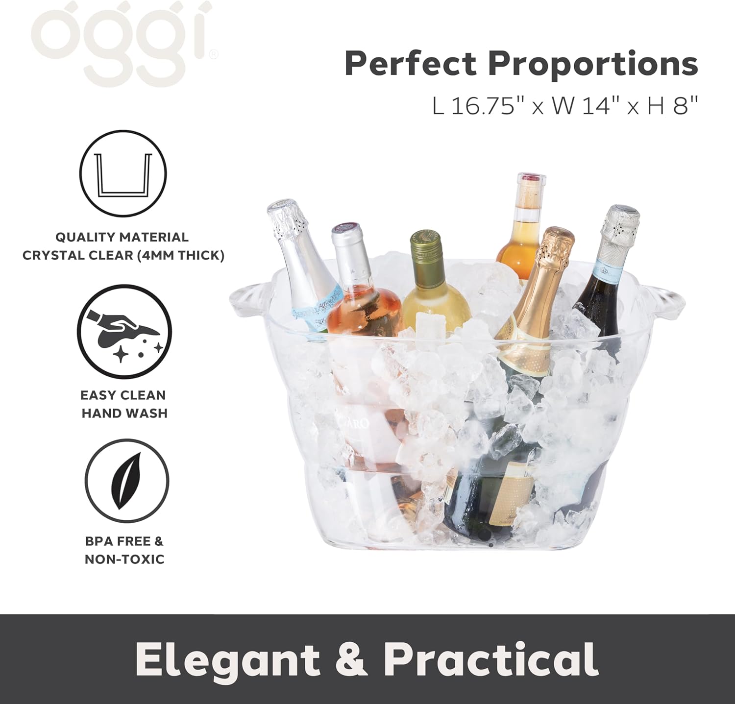 Clear Acrylic Party Tub with H - Wine Beer Images reseña y precio