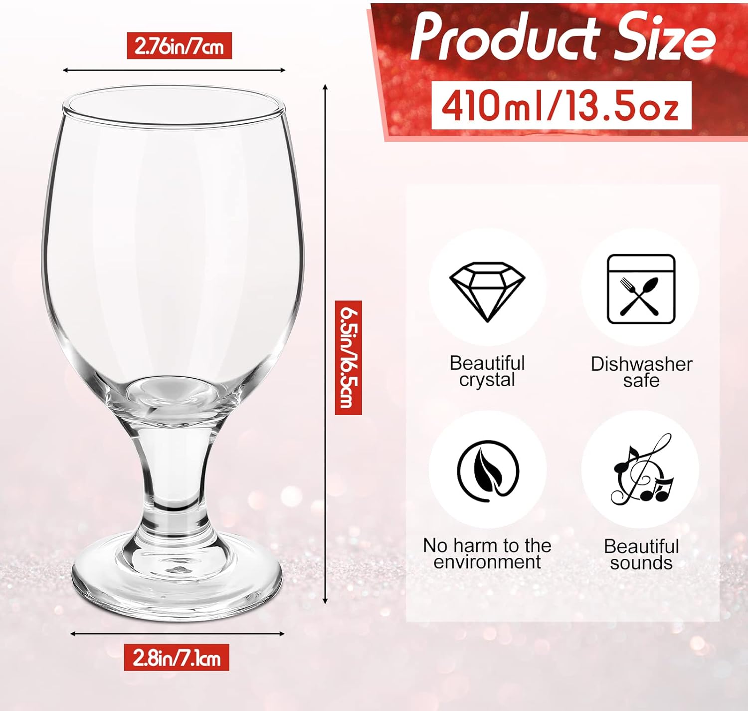 12 Crystal Stemmed Water Glass - Wine Beer Images reseña y precio