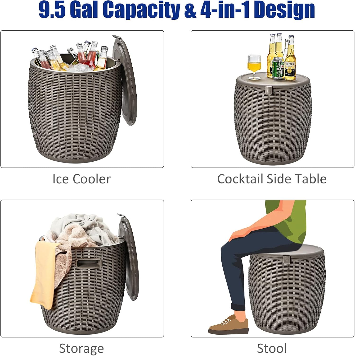 9.5 Gallon Wicker Ice Cooler,  - Wine Beer Images reseña y precio