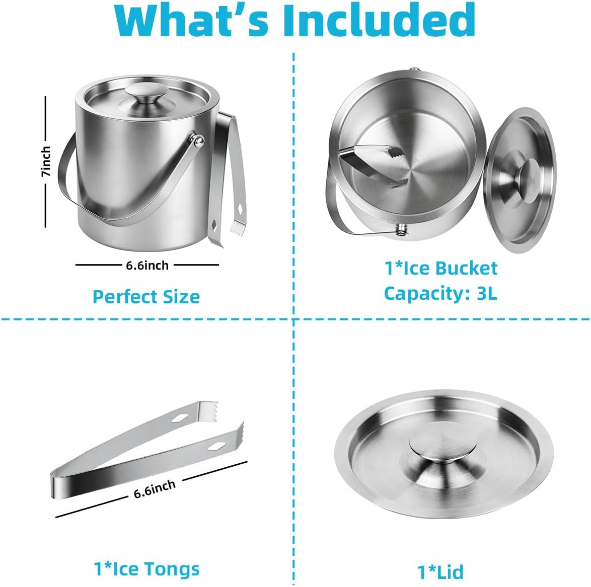 Stainless Steel Ice Bucket - 3 - Wine Beer Images reseña y precio