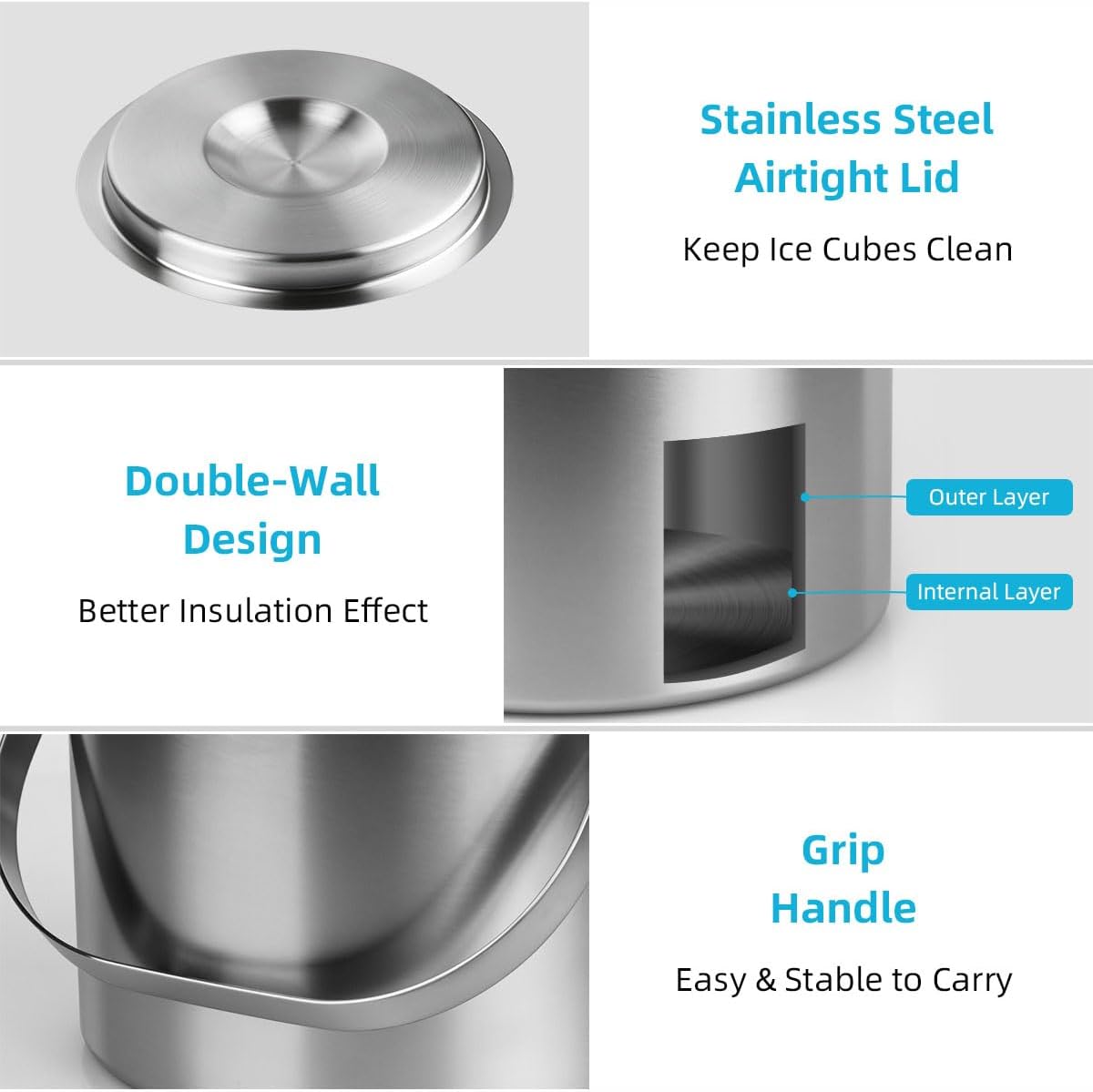 Stainless Steel Ice Bucket - 3 - Wine Beer Images reseña y precio