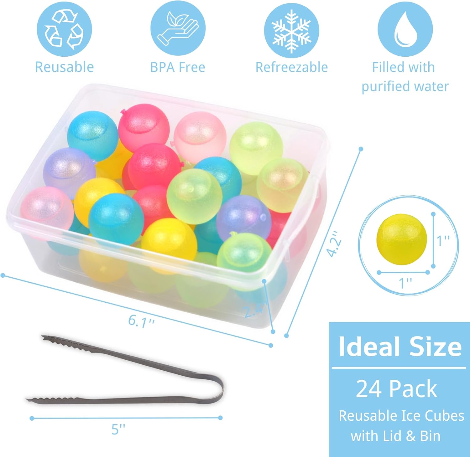 24 Pack Reusable Ice Cubes wit - Wine Beer Images reseña y precio
