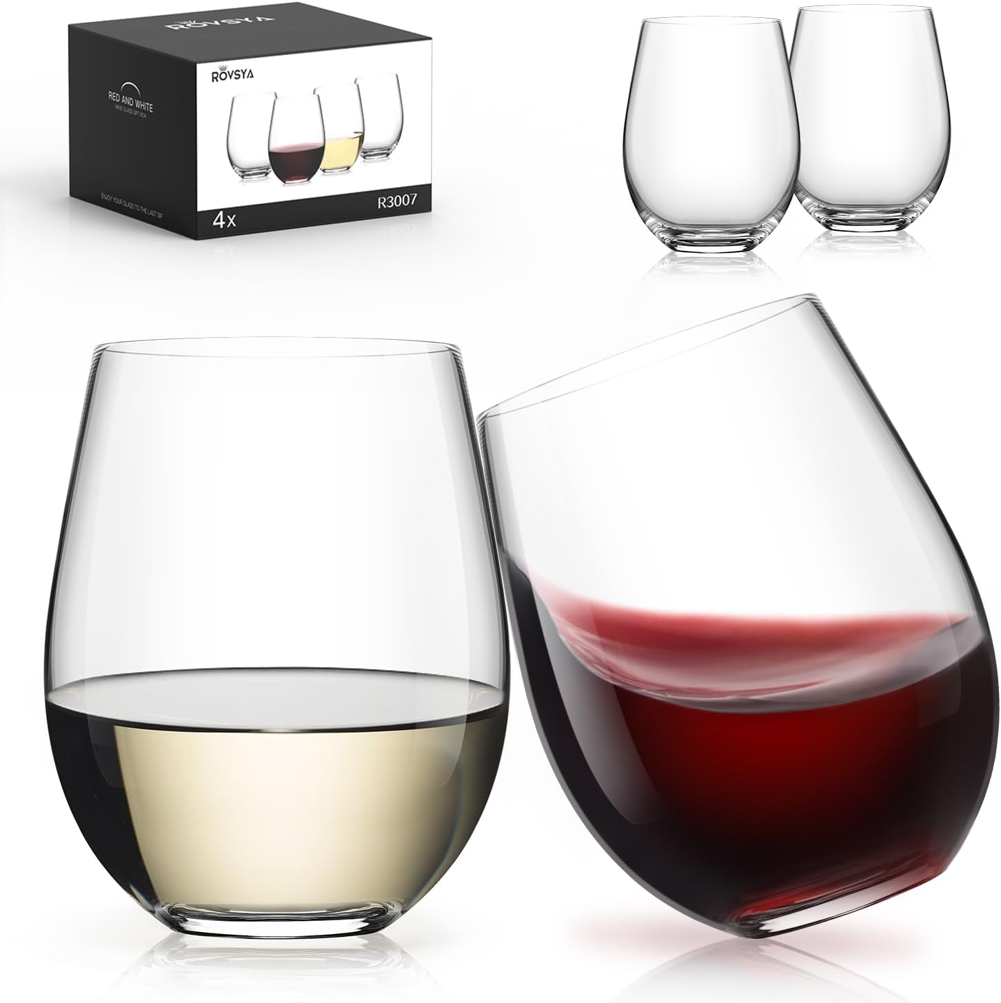 Stemless Wine Glasses Set of 4 - Wine Glass Set Crystal reseña y precio