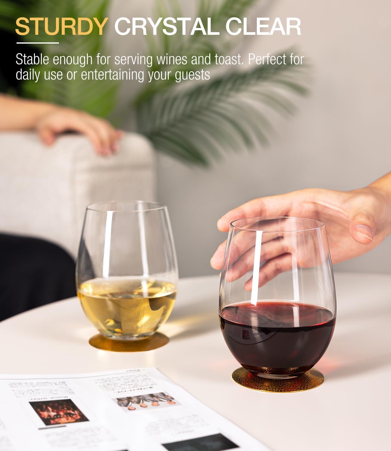 Stemless Wine Glasses Set of 4 - Wine Glass Set Crystal reseña y precio