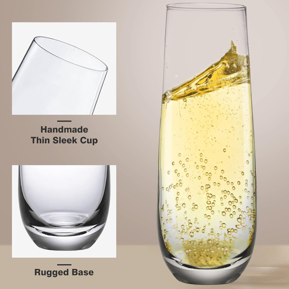 Hand Blown Crystal Champagne F - Wine Glass Set Crystal reseña y precio