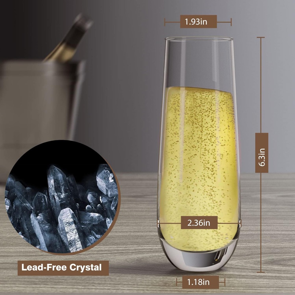 Hand Blown Crystal Champagne F - Wine Glass Set Crystal reseña y precio