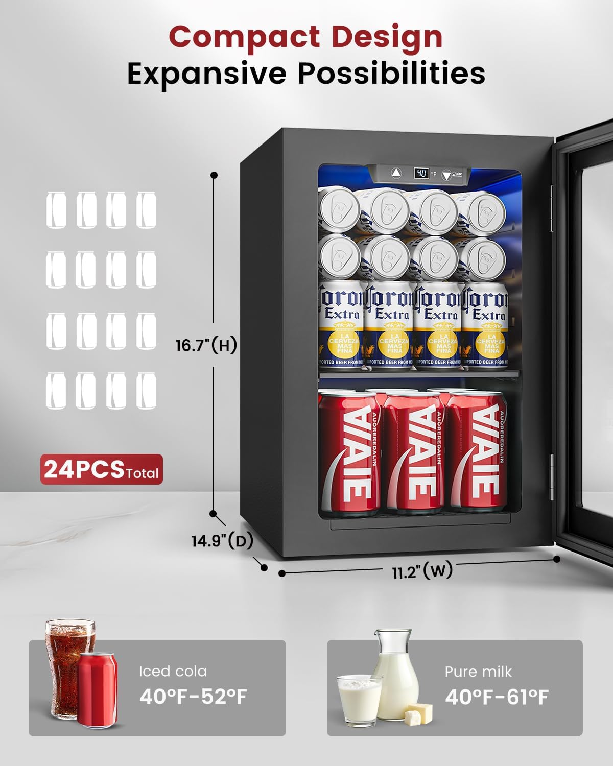 24 Can Mini Fridge with Digita - Wine Beer Images reseña y precio
