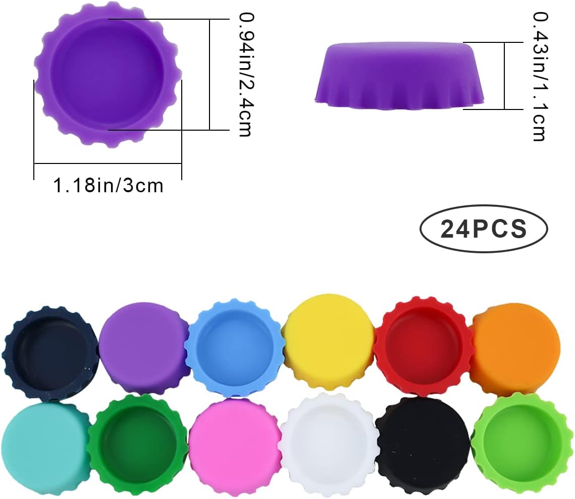 24 PCS Silicone Rubber Bottle  - Wine Beer Images reseña y precio