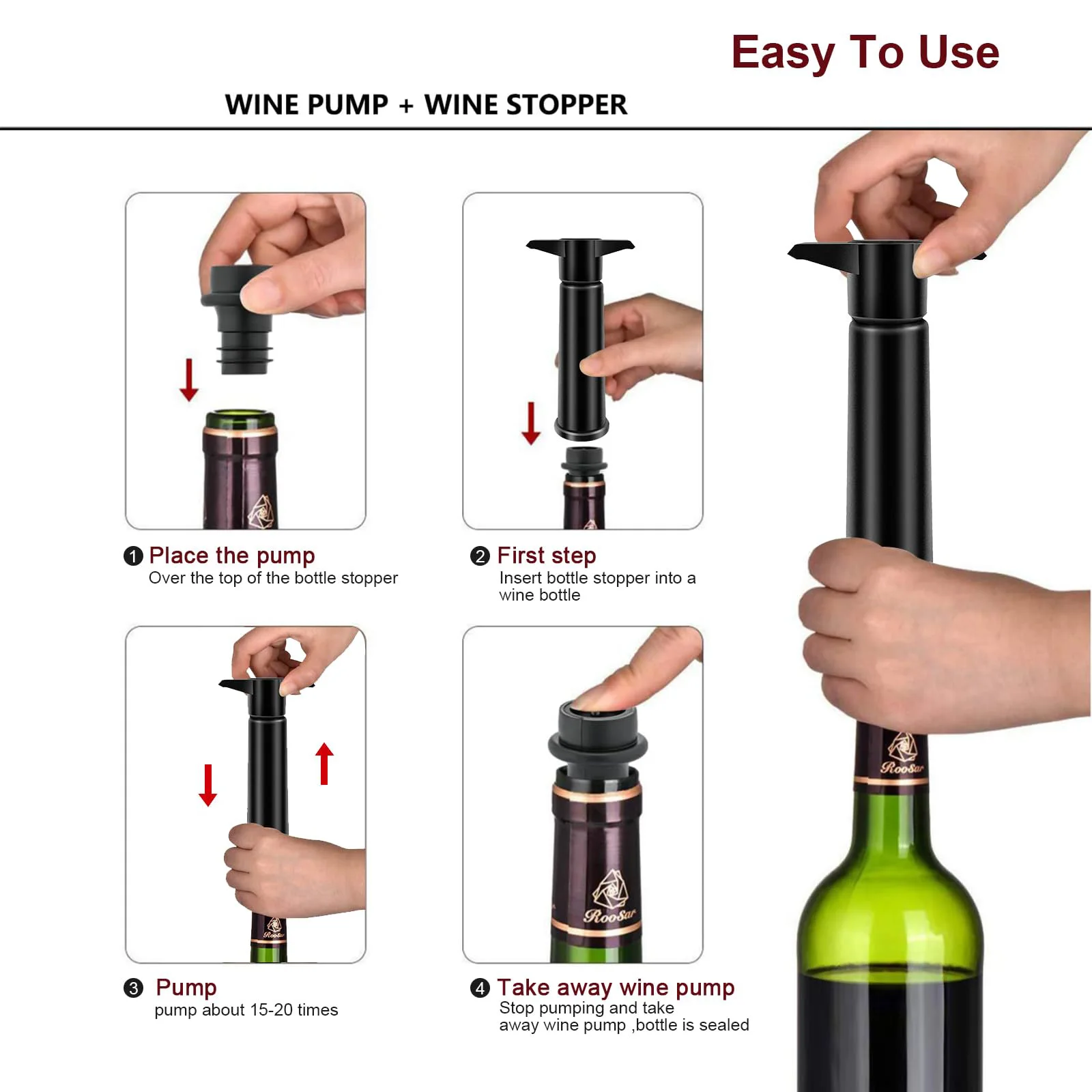 Wine Saver Pump Vacuum Wine Bo - Wine Stopper Vacuum reseña y precio