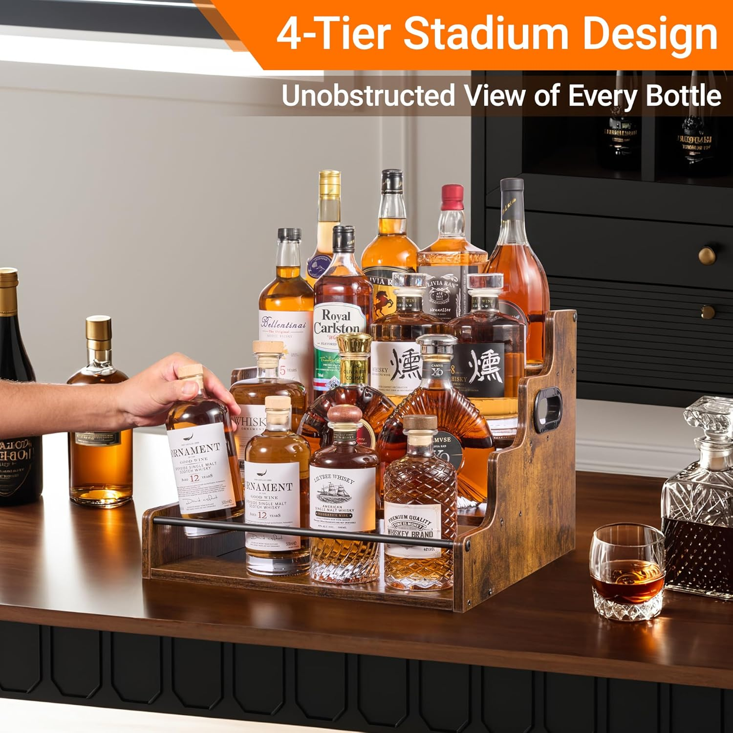 Liquor Bottle Display Shelf, C - Wine Beer Liquor reseña y precio