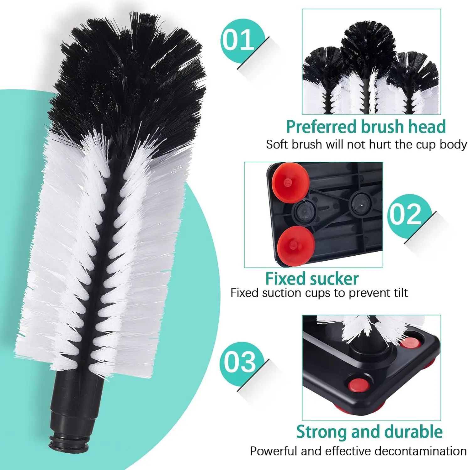 3-Head Cup Washer Brush with S - Wine Beer Images reseña y precio