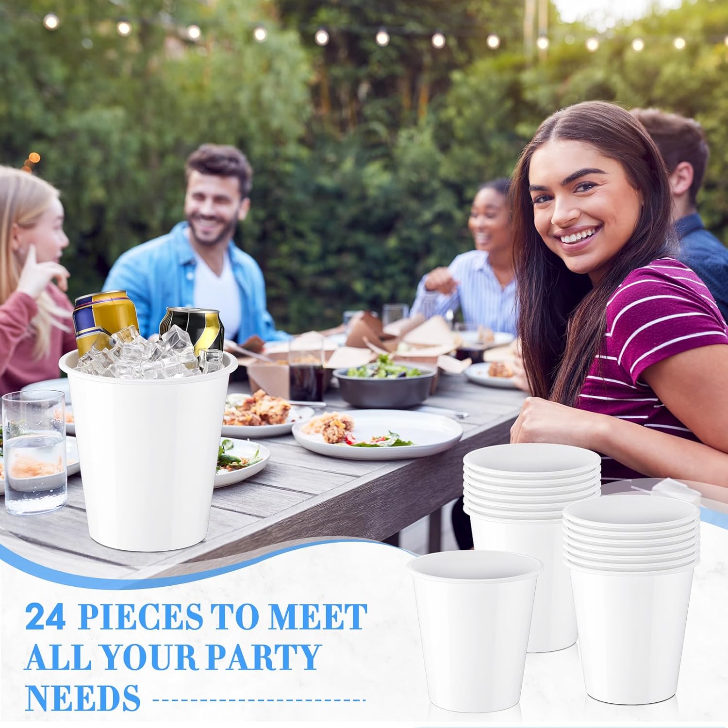 24 Plastic Ice Buckets for Par - Wine Beer Images reseña y precio