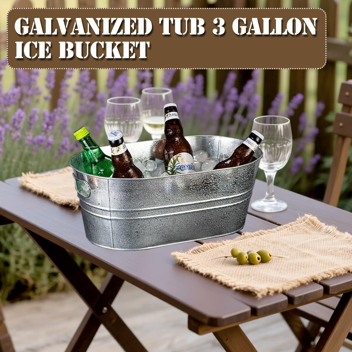 2 Pack Large Galvanized Ice Bu - Wine Beer Images reseña y precio