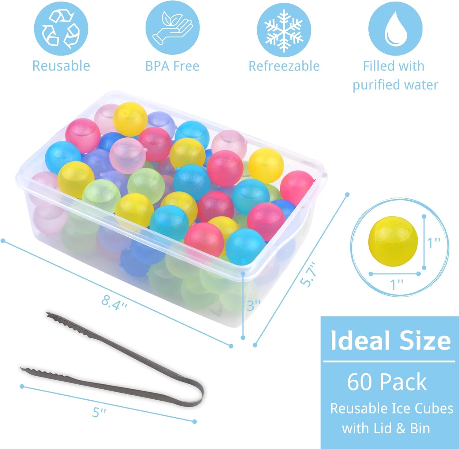 60 Pack Reusable Ice Cubes Rou - Wine Beer Images reseña y precio