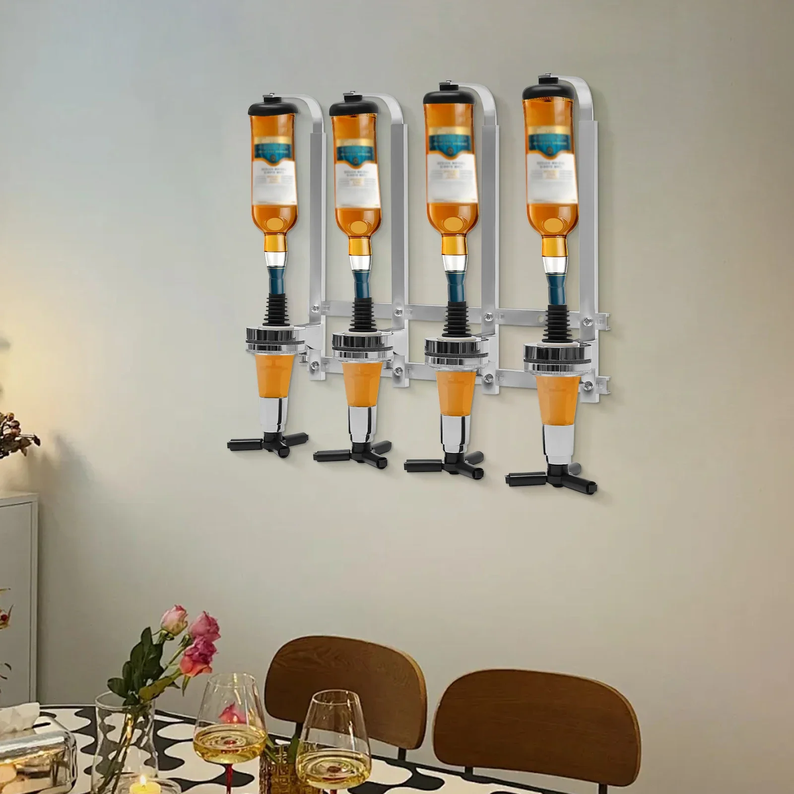 4-Bottle Wall Mount Liquor Dis - Wine Beer Liquor reseña y precio