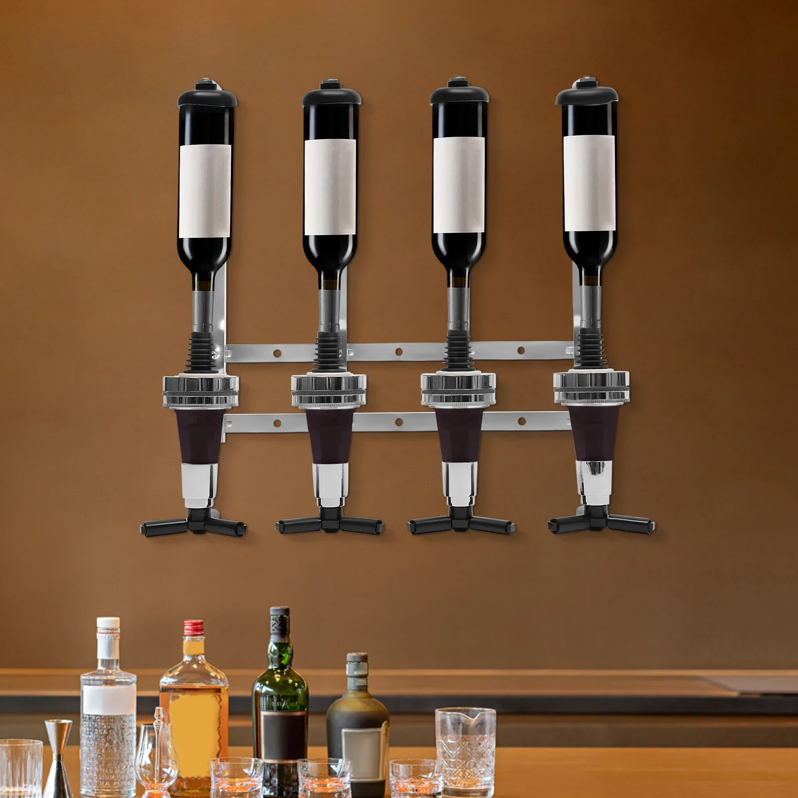 4-Bottle Wall Mount Liquor Dis - Wine Beer Liquor reseña y precio
