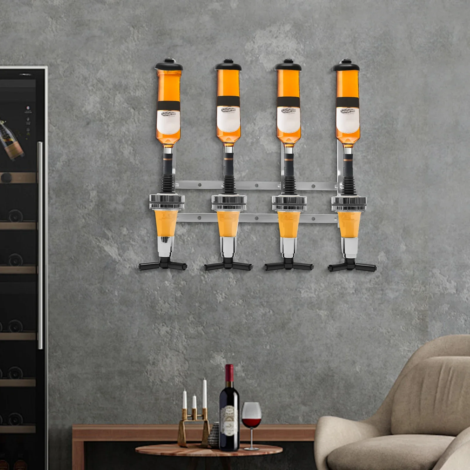 4-Bottle Wall Mount Liquor Dis - Wine Beer Liquor reseña y precio