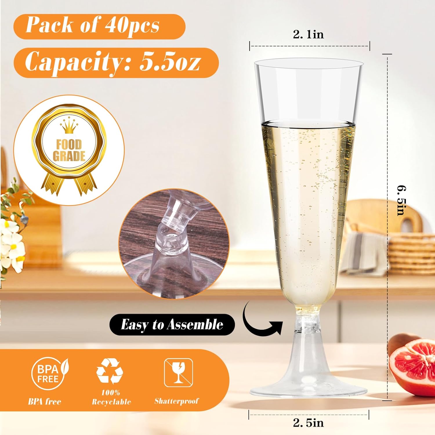 Plastic Champagne Flutes 40 Pa - Wine & Beer Unlimited Spirits reseña y precio